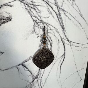 Brass Beaded Floral Dangle Earrings